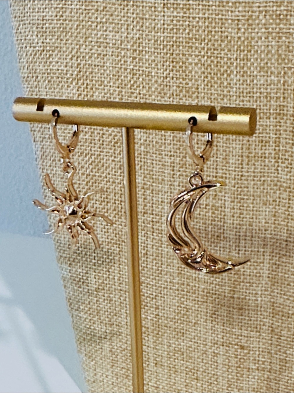 Fashion Jewelry Gold Sun & Moon Dangle Earrings